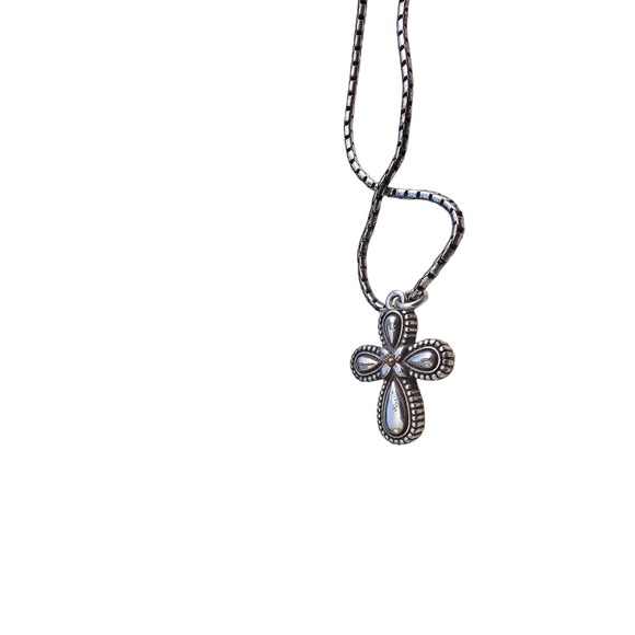 Brighton Necklace Silver tone cross on adjustable chain - Picture 2 of 3